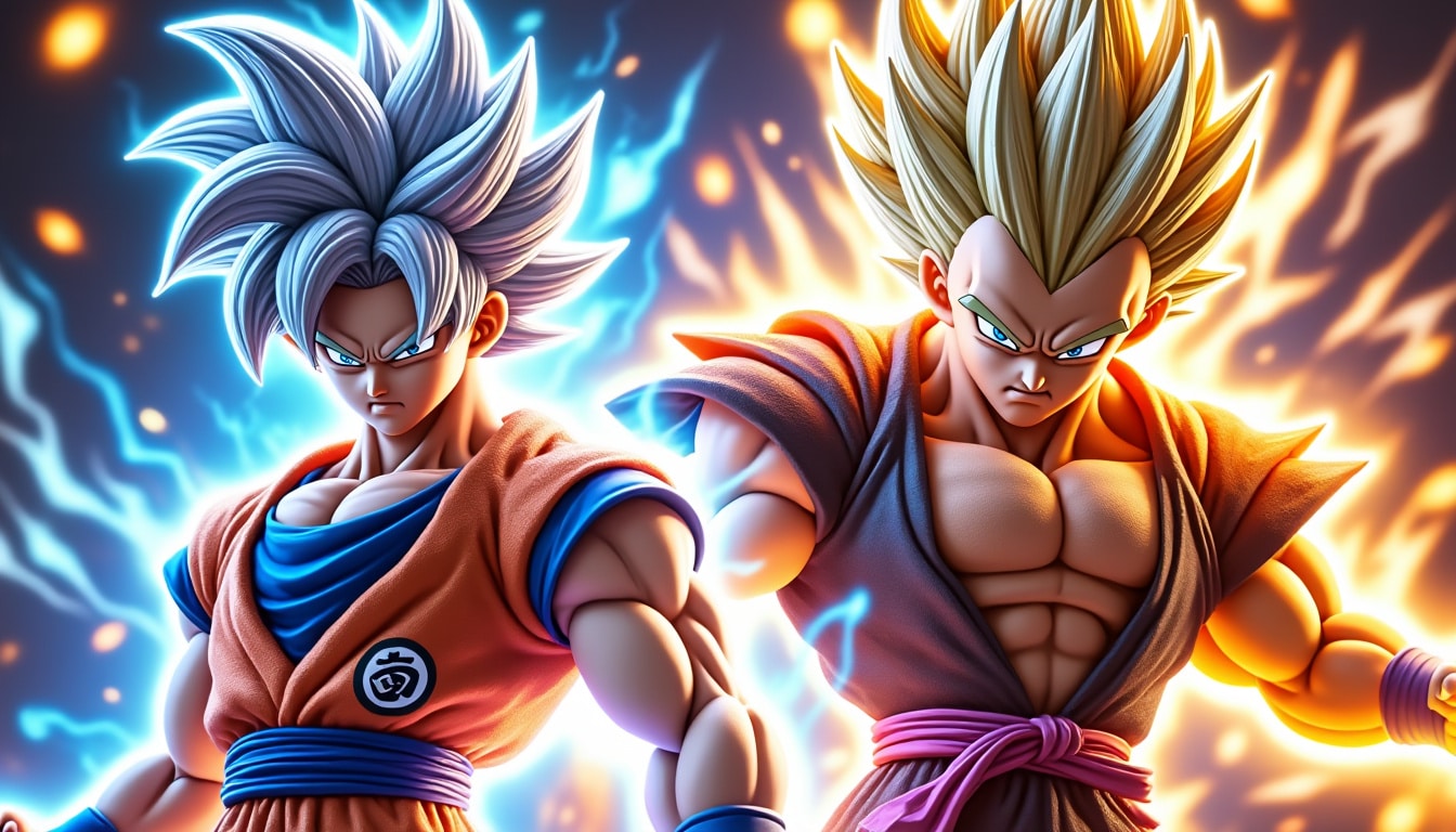 découvrez la figurine exceptionnelle réunissant goku en ultra instinct et gohan beast de dragon ball super. un objet de collection incontournable pour tous les fans !