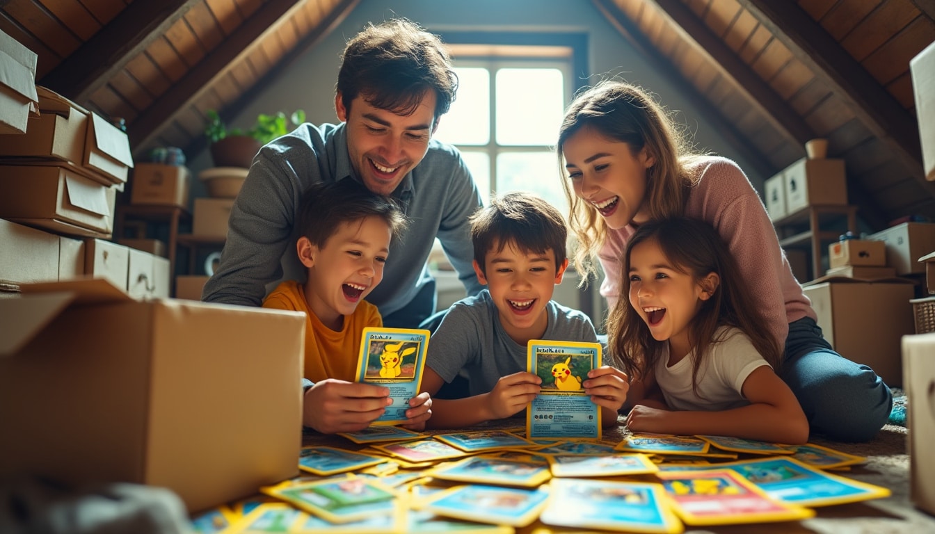 une famille fait une découverte incroyable dans son grenier : de précieuses cartes pokémon oubliées refont surface, suscitant surprise et émotion. découvrez cette histoire fascinante !