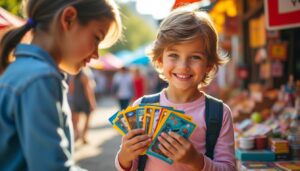 lors d’un vide-grenier, un enfant vend ses cartes pour seulement 5 €. à la surprise générale, l’acheteur découvre parmi elles une carte rarissime, transformant l’affaire en véritable coup de chance.
