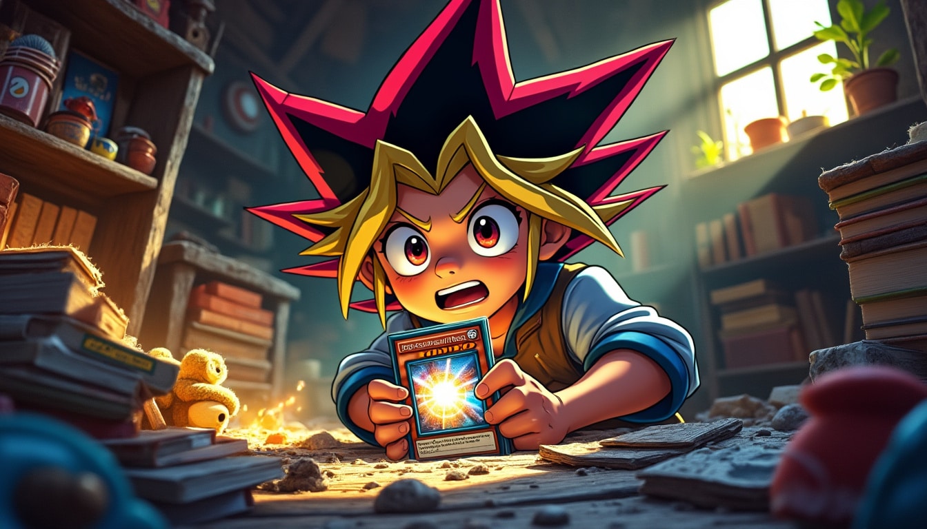 un enfant fait une incroyable découverte dans son grenier en retrouvant une carte interdite de yu-gi-oh! plongez dans cette histoire mystérieuse au cœur de l'univers des duellistes.